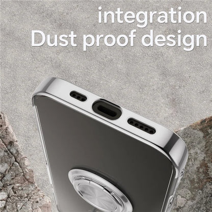For iPhone 16 Plus Case Electroplating Kickstand TPU Phone Cover Magnetic Car Mount