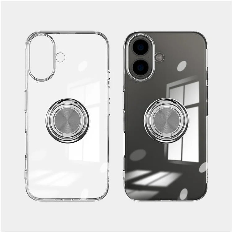 For iPhone 16 Plus Case Electroplating Kickstand TPU Phone Cover Magnetic Car Mount