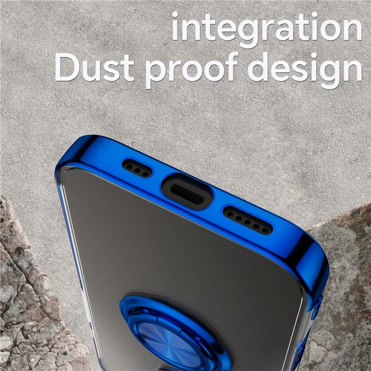 For iPhone 16 Plus Case Electroplating Kickstand TPU Phone Cover Magnetic Car Mount