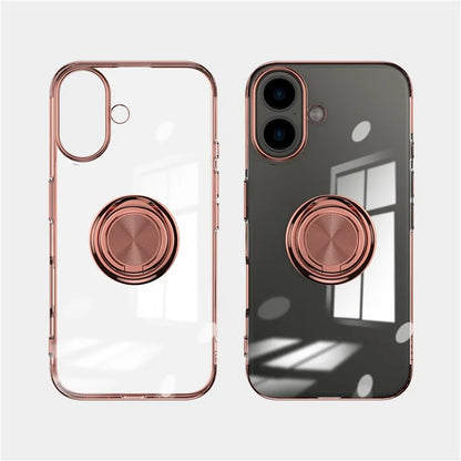For iPhone 16 Plus Case Electroplating Kickstand TPU Phone Cover Magnetic Car Mount