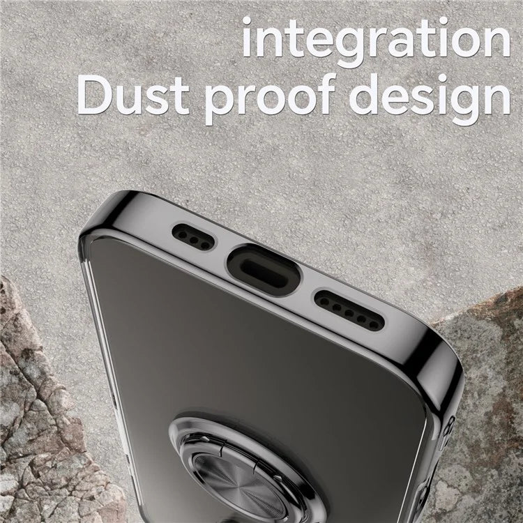 For iPhone 16 Plus Case Electroplating Kickstand TPU Phone Cover Magnetic Car Mount