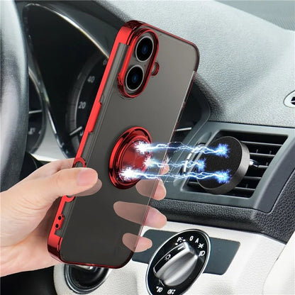 For iPhone 16 Plus Case Electroplating Kickstand TPU Phone Cover Magnetic Car Mount