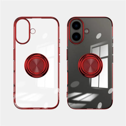 For iPhone 16 Plus Case Electroplating Kickstand TPU Phone Cover Magnetic Car Mount