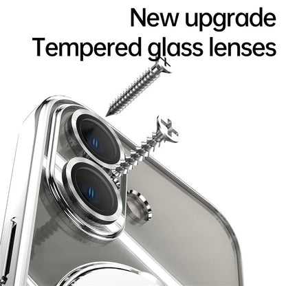 For iPhone 16 Plus Magnetic Case Electroplating Kickstand TPU Phone Cover
