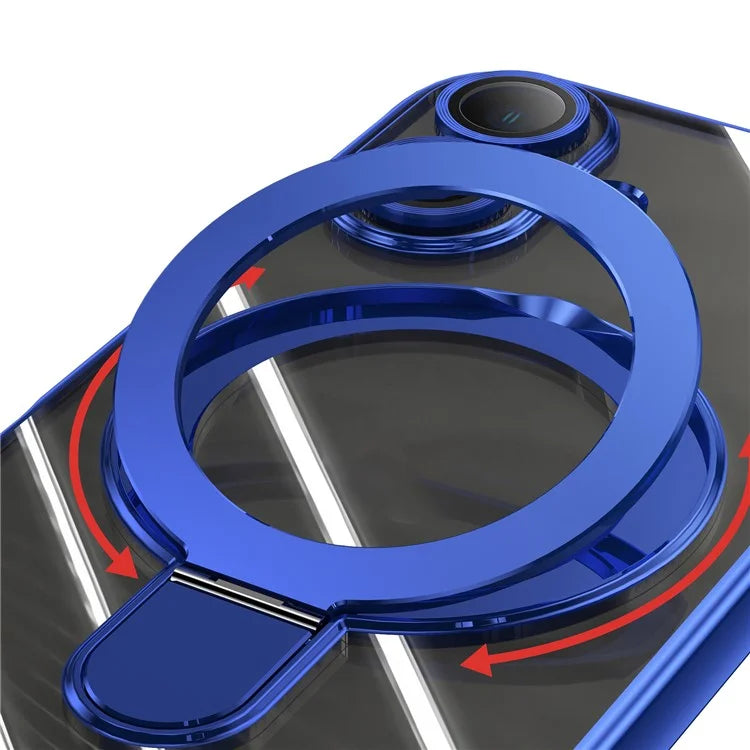 For iPhone 16 Plus Magnetic Case Electroplating Kickstand TPU Phone Cover