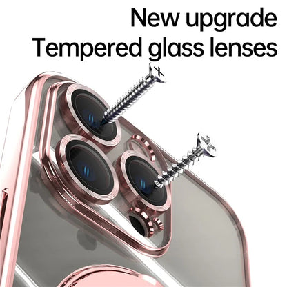 For iPhone 16 Pro Magnetic Case Electroplating Kickstand TPU Phone Cover