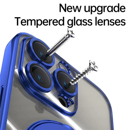 For iPhone 16 Pro Magnetic Case Electroplating Kickstand TPU Phone Cover