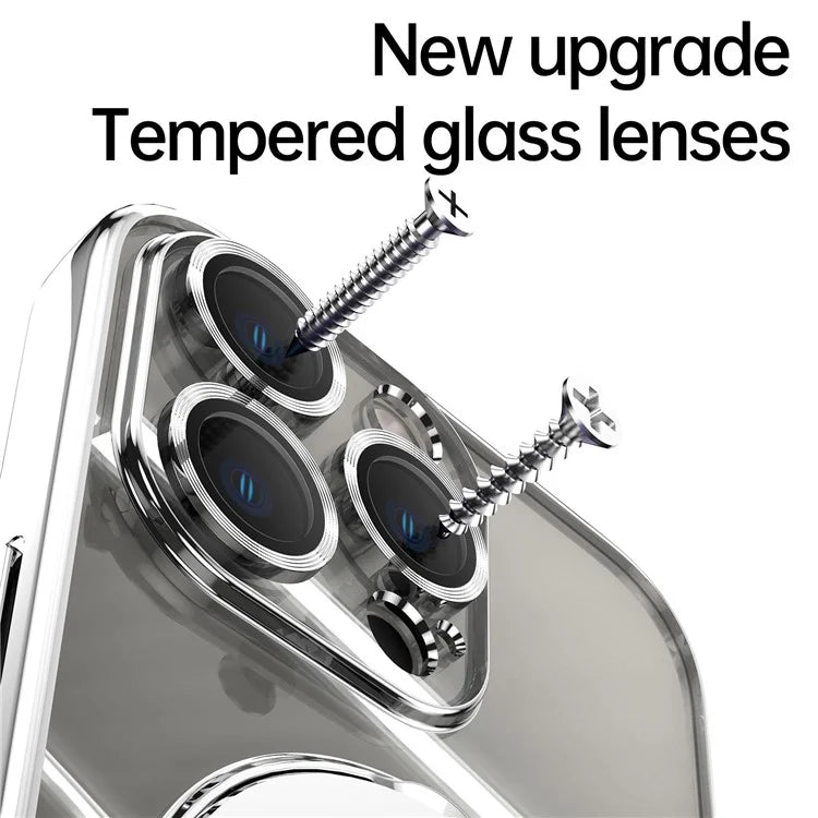 For iPhone 16 Pro Magnetic Case Electroplating Kickstand TPU Phone Cover