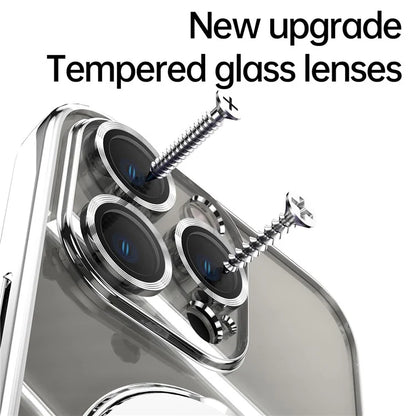 For iPhone 16 Pro Magnetic Case Electroplating Kickstand TPU Phone Cover