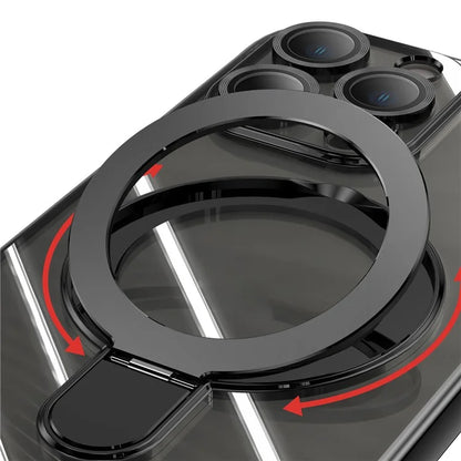 For iPhone 16 Pro Magnetic Case Electroplating Kickstand TPU Phone Cover
