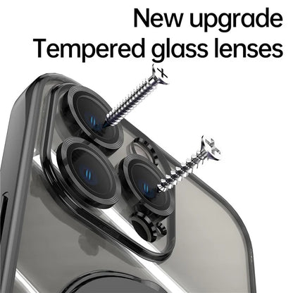 For iPhone 16 Pro Magnetic Case Electroplating Kickstand TPU Phone Cover