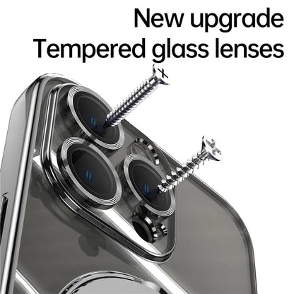 For iPhone 16 Pro Magnetic Case Electroplating Kickstand TPU Phone Cover