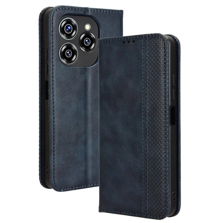 For Oukitel C50 Leather Case Wallet Stand Retro Texture Phone Cover