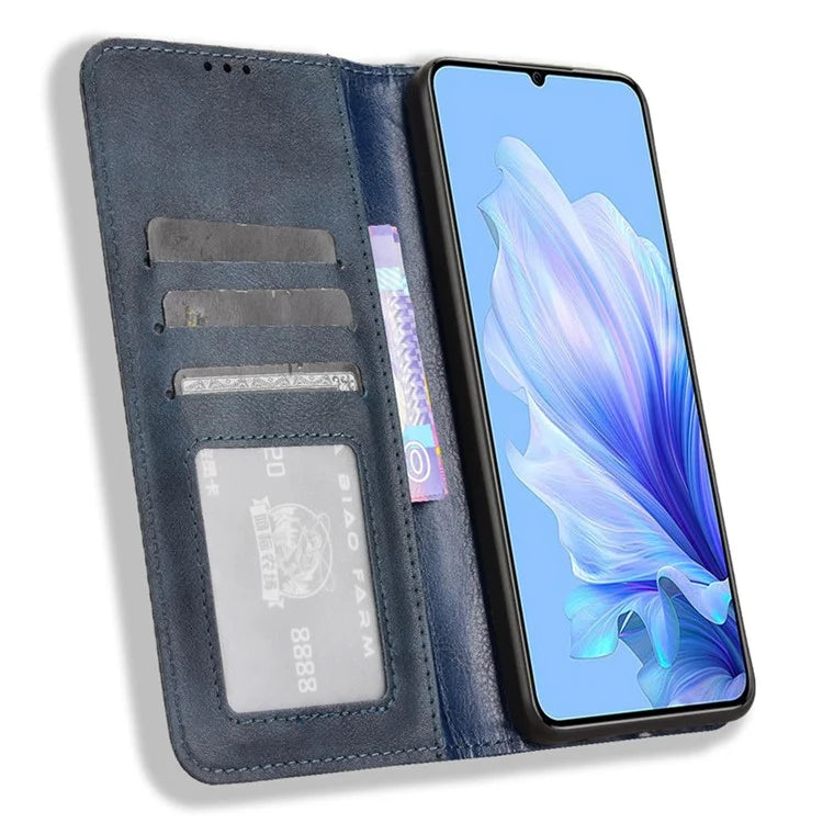 For Oukitel C50 Leather Case Wallet Stand Retro Texture Phone Cover