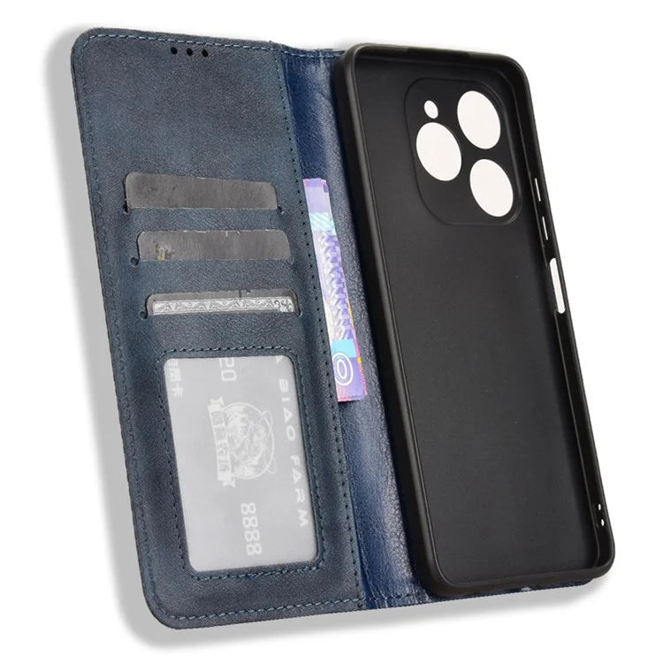 For Oukitel C50 Leather Case Wallet Stand Retro Texture Phone Cover