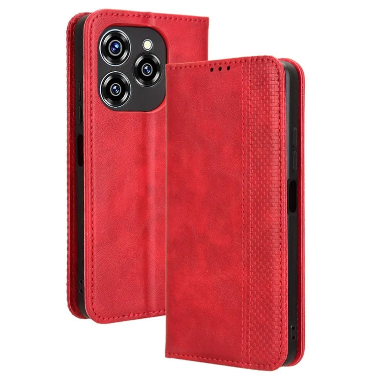 For Oukitel C50 Leather Case Wallet Stand Retro Texture Phone Cover