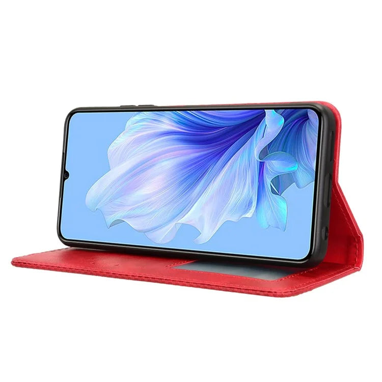 For Oukitel C50 Leather Case Wallet Stand Retro Texture Phone Cover