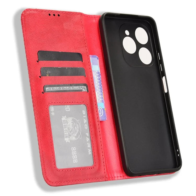 For Oukitel C50 Leather Case Wallet Stand Retro Texture Phone Cover