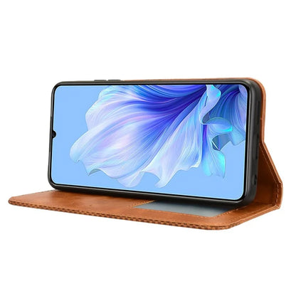For Oukitel C50 Leather Case Wallet Stand Retro Texture Phone Cover