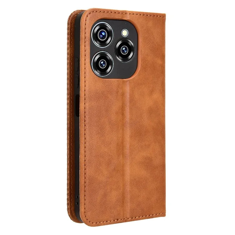 For Oukitel C50 Leather Case Wallet Stand Retro Texture Phone Cover