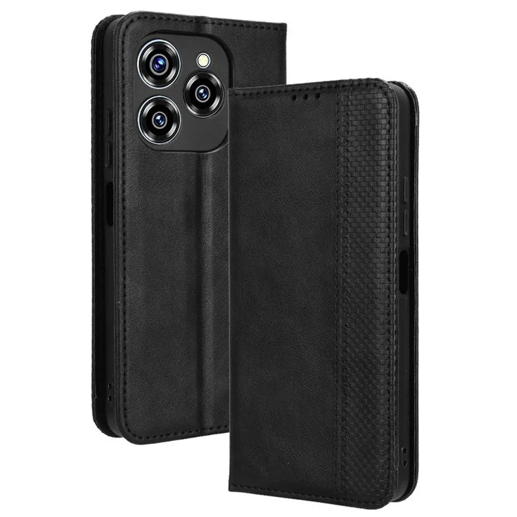 For Oukitel C50 Leather Case Wallet Stand Retro Texture Phone Cover