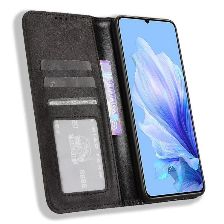 For Oukitel C50 Leather Case Wallet Stand Retro Texture Phone Cover