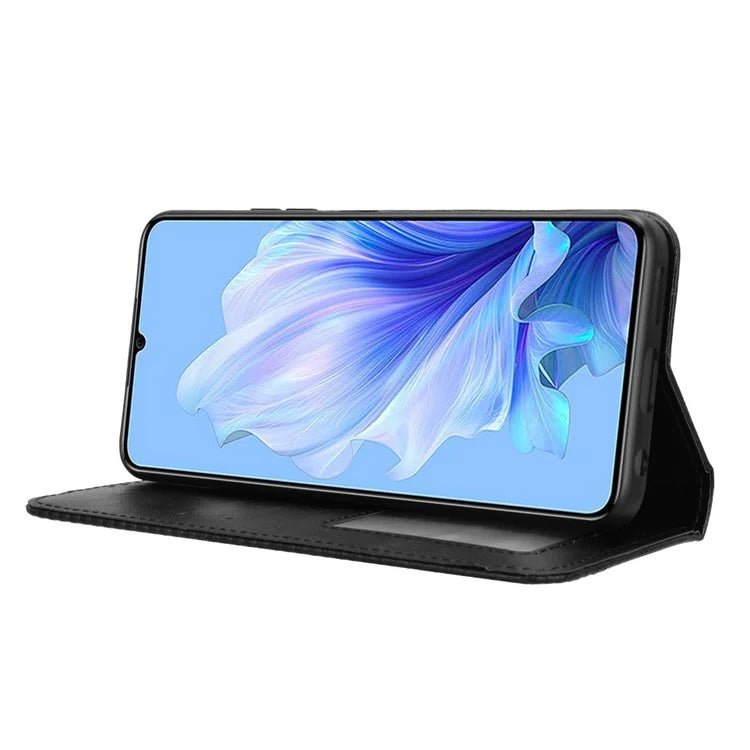 For Oukitel C50 Leather Case Wallet Stand Retro Texture Phone Cover