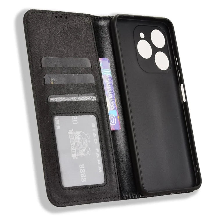 For Oukitel C50 Leather Case Wallet Stand Retro Texture Phone Cover