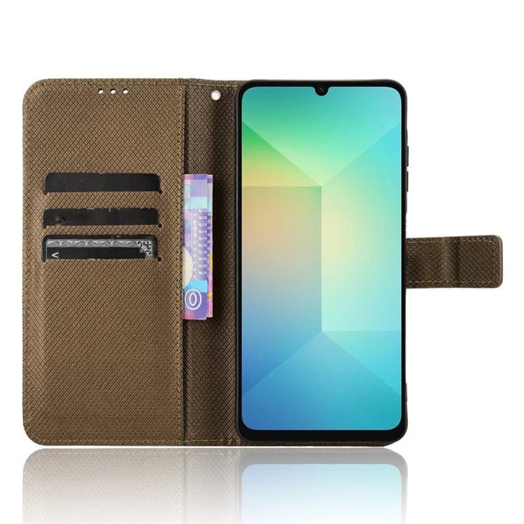 For Samsung Galaxy A06 Case PU Leather Diamond Texture Wallet Phone Cover