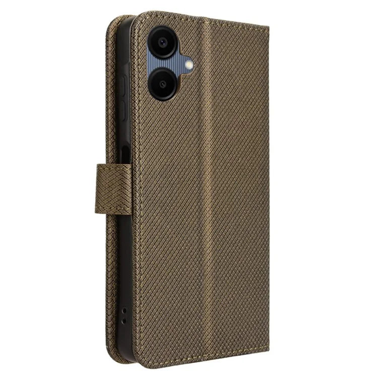 For Samsung Galaxy A06 Case PU Leather Diamond Texture Wallet Phone Cover