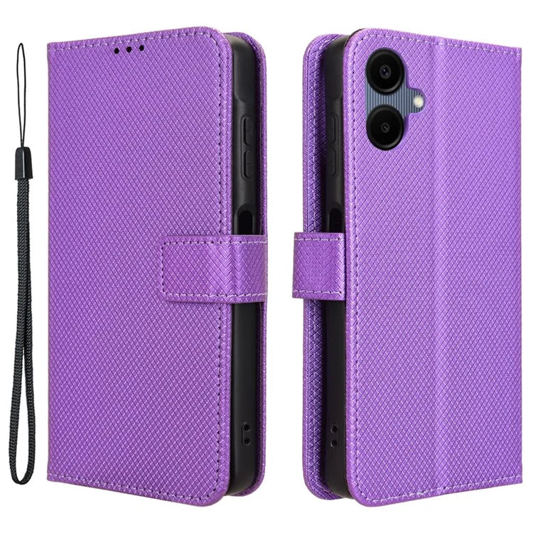 For Samsung Galaxy A06 Case PU Leather Diamond Texture Wallet Phone Cover