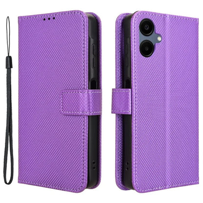 For Samsung Galaxy A06 Case PU Leather Diamond Texture Wallet Phone Cover