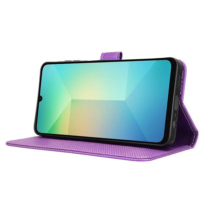 For Samsung Galaxy A06 Case PU Leather Diamond Texture Wallet Phone Cover
