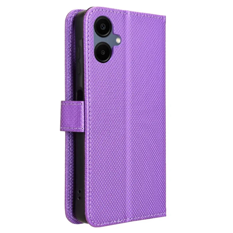 For Samsung Galaxy A06 Case PU Leather Diamond Texture Wallet Phone Cover