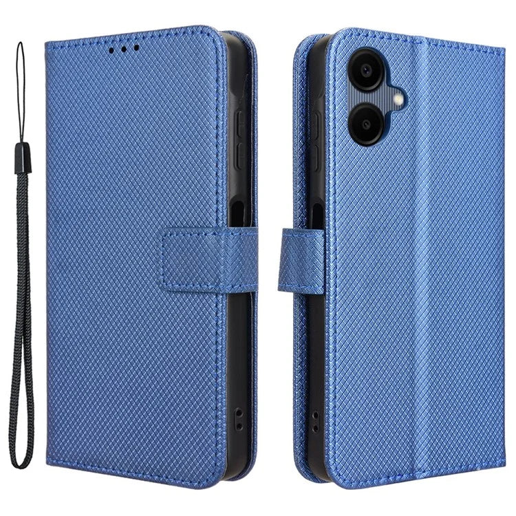 For Samsung Galaxy A06 Case PU Leather Diamond Texture Wallet Phone Cover