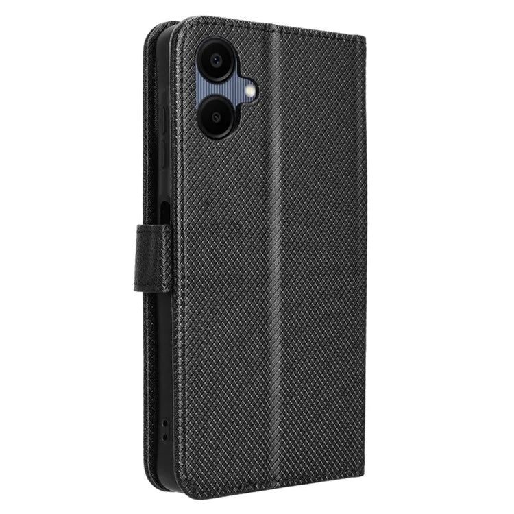 For Samsung Galaxy A06 Case PU Leather Diamond Texture Wallet Phone Cover