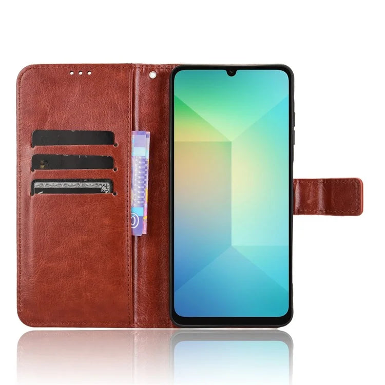 For Samsung Galaxy A06 Case Crazy Horse Texture PU Leather Phone Wallet Cover