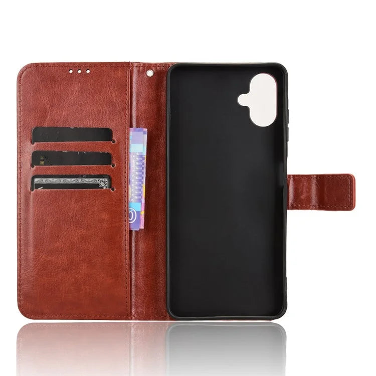 For Samsung Galaxy A06 Case Crazy Horse Texture PU Leather Phone Wallet Cover
