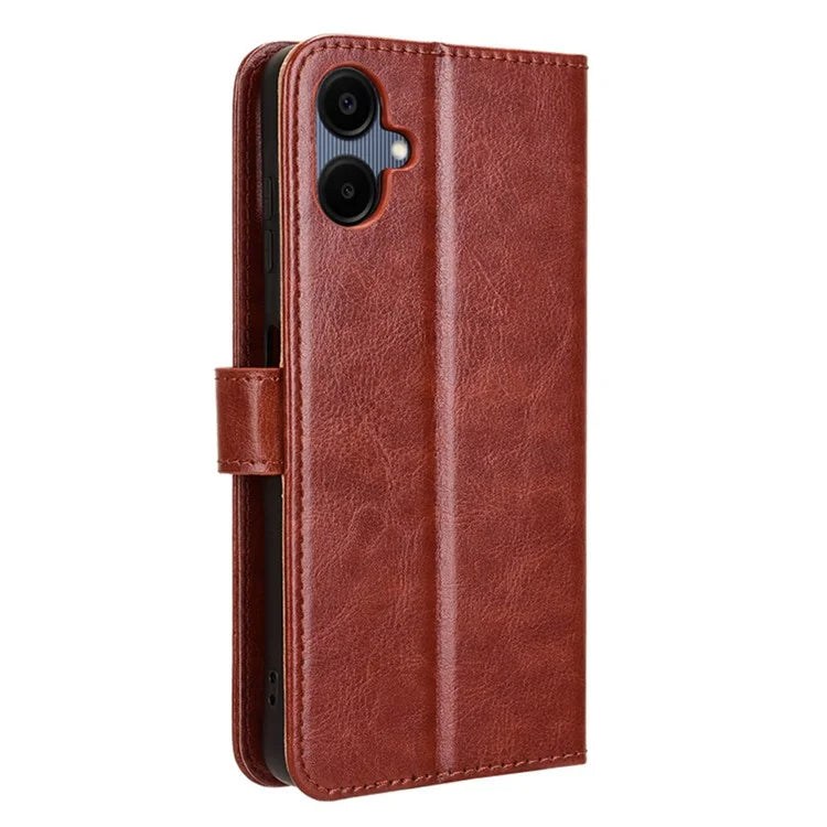 For Samsung Galaxy A06 Case Crazy Horse Texture PU Leather Phone Wallet Cover