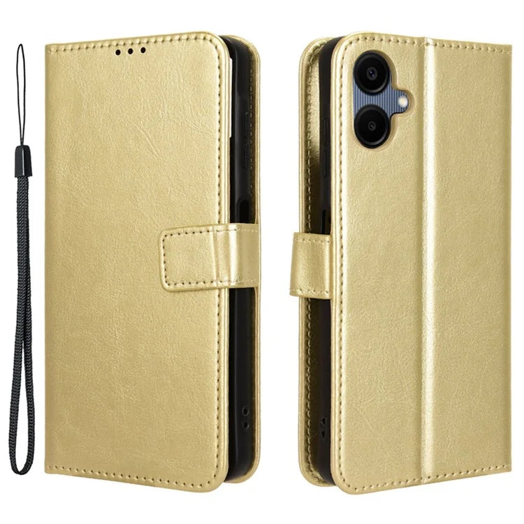 For Samsung Galaxy A06 Case Crazy Horse Texture PU Leather Phone Wallet Cover
