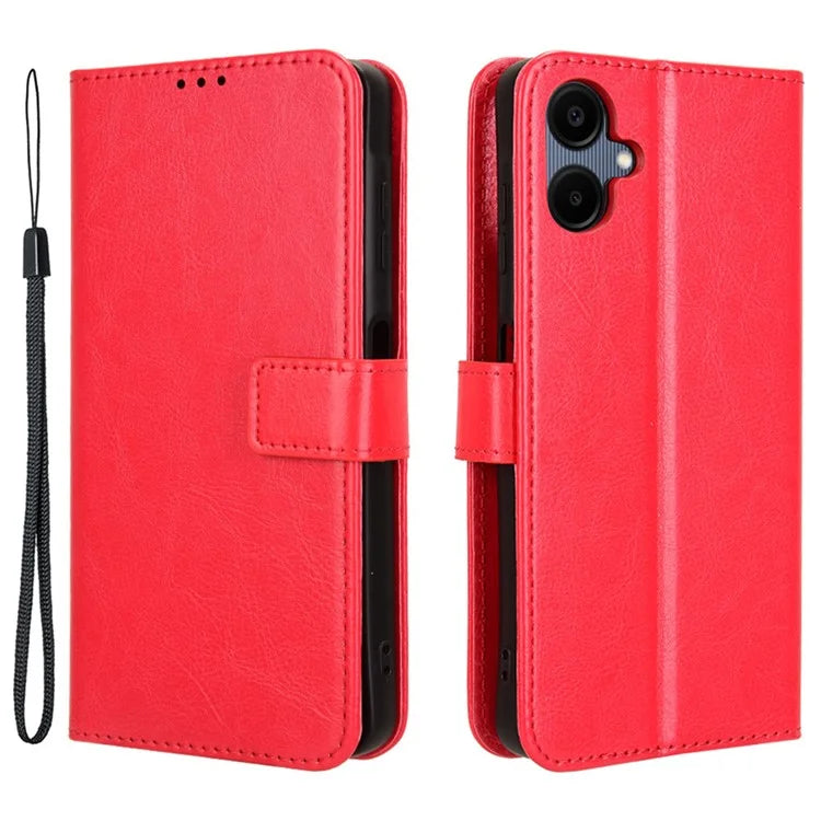For Samsung Galaxy A06 Case Crazy Horse Texture PU Leather Phone Wallet Cover