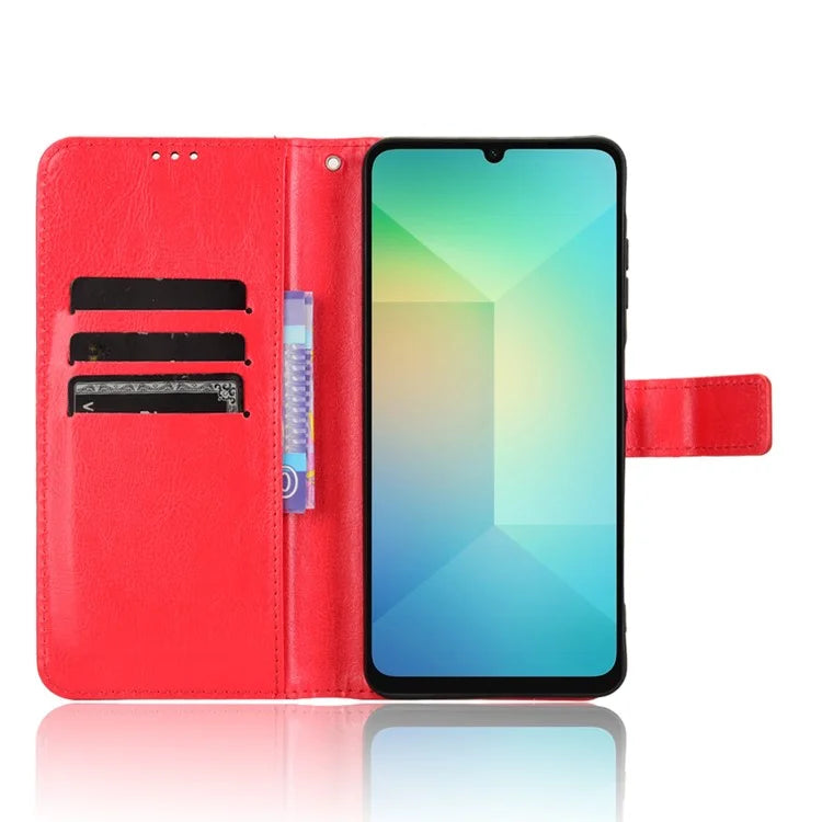 For Samsung Galaxy A06 Case Crazy Horse Texture PU Leather Phone Wallet Cover