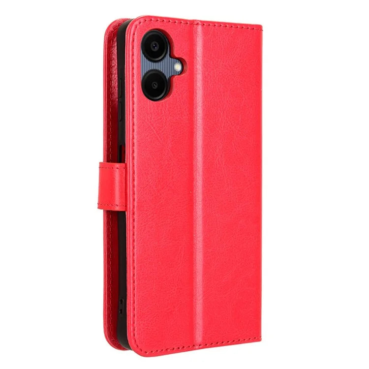 For Samsung Galaxy A06 Case Crazy Horse Texture PU Leather Phone Wallet Cover