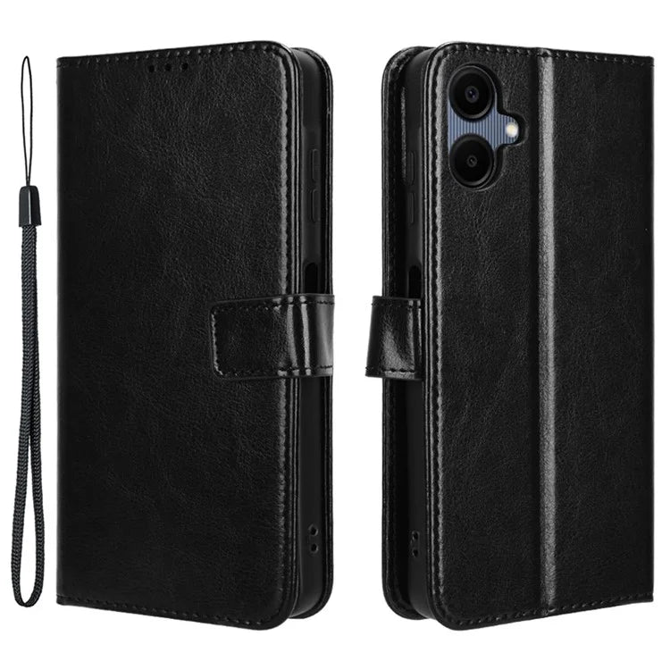 For Samsung Galaxy A06 Case Crazy Horse Texture PU Leather Phone Wallet Cover