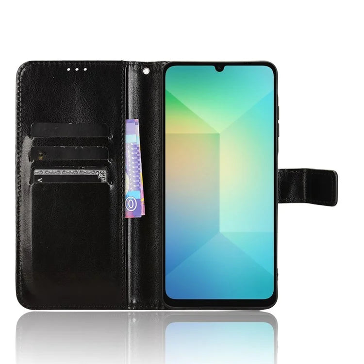 For Samsung Galaxy A06 Case Crazy Horse Texture PU Leather Phone Wallet Cover