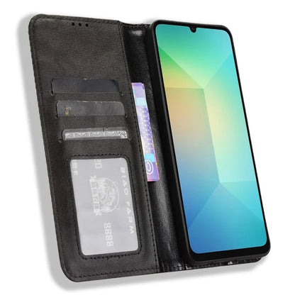 For Samsung Galaxy A06 Leather Case Wallet Stand Retro Texture Phone Cover