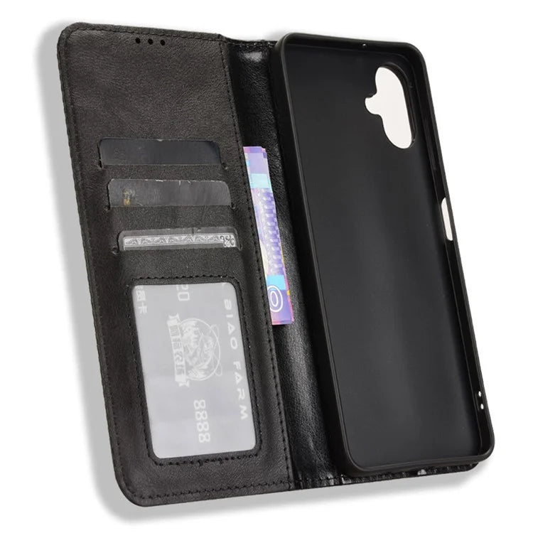 For Samsung Galaxy A06 Leather Case Wallet Stand Retro Texture Phone Cover
