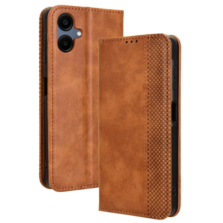 For Samsung Galaxy A06 Leather Case Wallet Stand Retro Texture Phone Cover