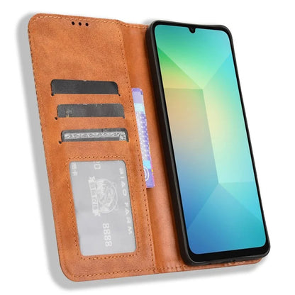 For Samsung Galaxy A06 Leather Case Wallet Stand Retro Texture Phone Cover
