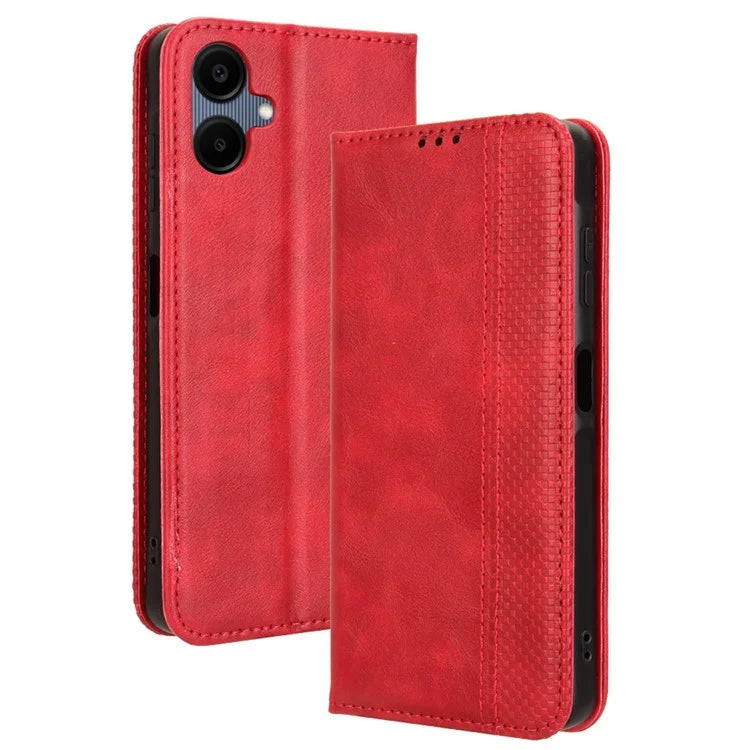 For Samsung Galaxy A06 Leather Case Wallet Stand Retro Texture Phone Cover